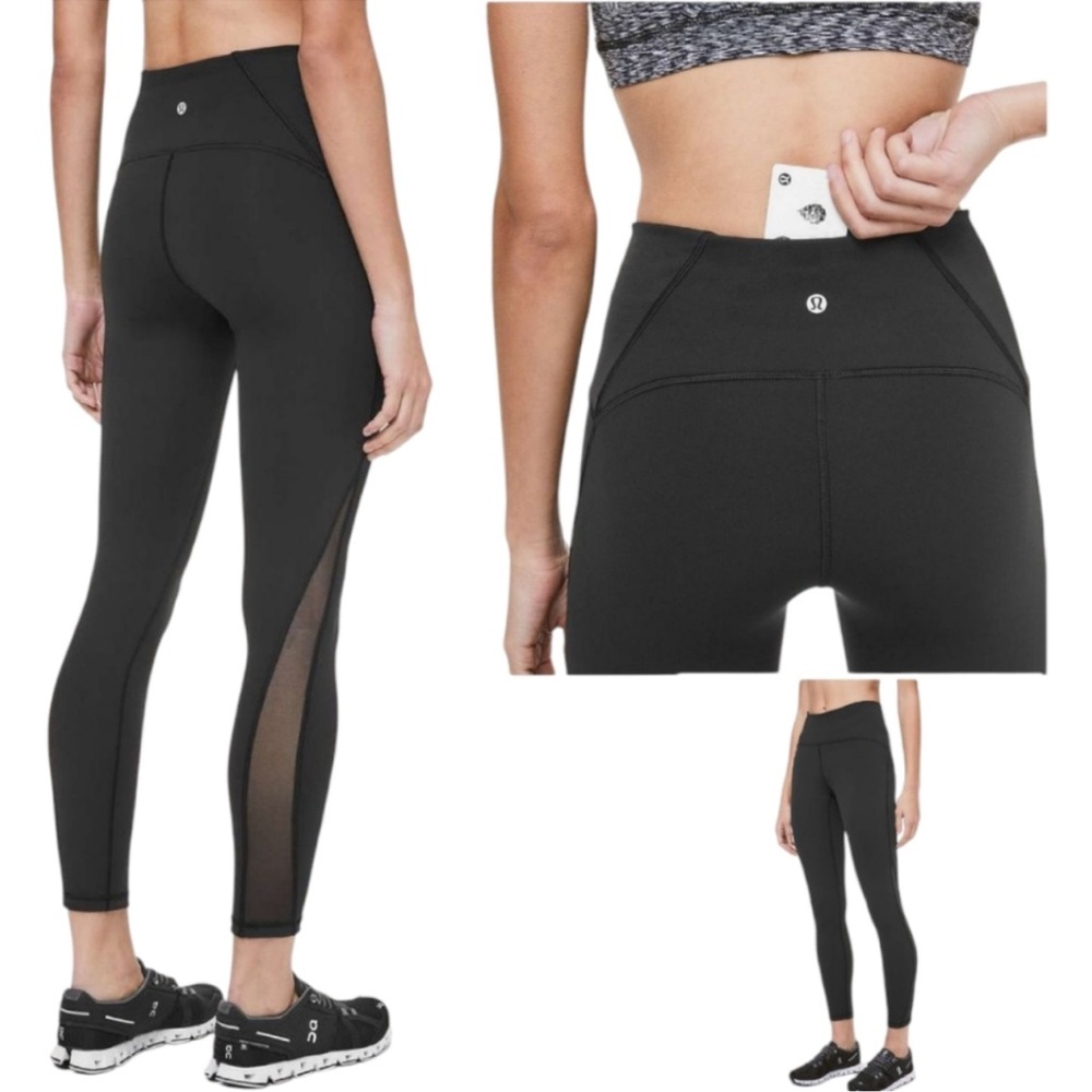Lululemon Train Times Cropped Mesh Black Leggings Size 4